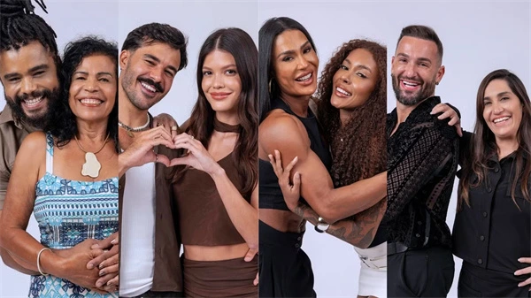 Contestant pairs interact happily in Big Brother Brasil 25.