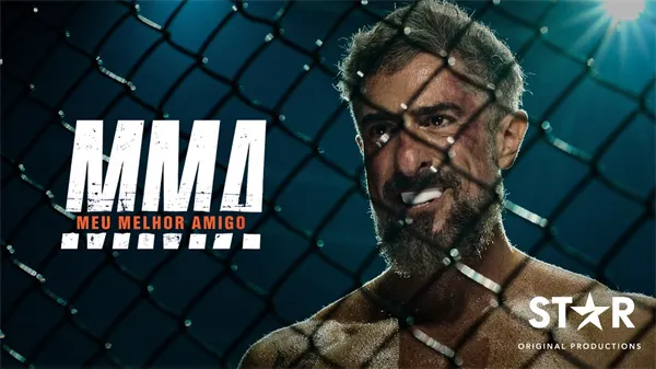 Fighter behind cage in "MMA – Meu Melhor Amigo".