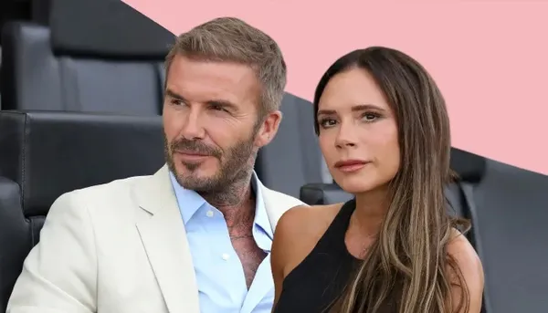 David and Victoria Beckham sit together in Victoria Beckham (2025).